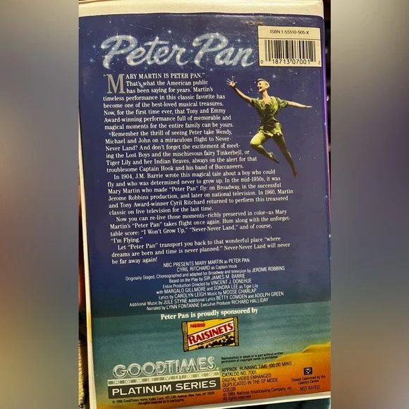 VHS PETER PAN starring Mary Martin, original family musical, collectors edition - Picture 3 of 3